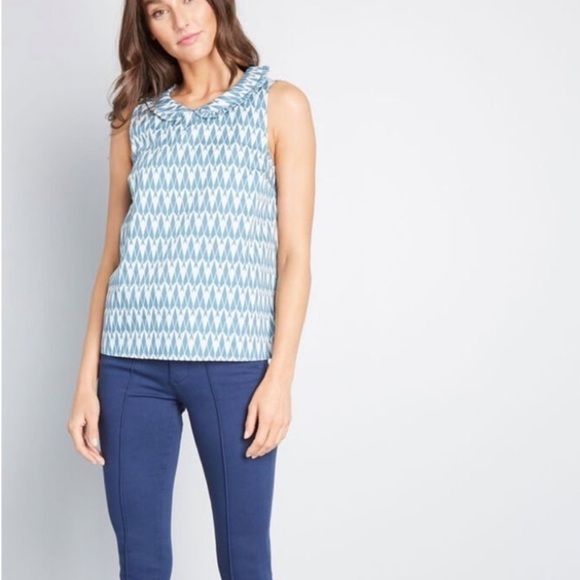 ModCloth Top NWT Pan Collar Sleeveless Shirt Undeniable Intrigue Size Medium - Picture 9 of 9